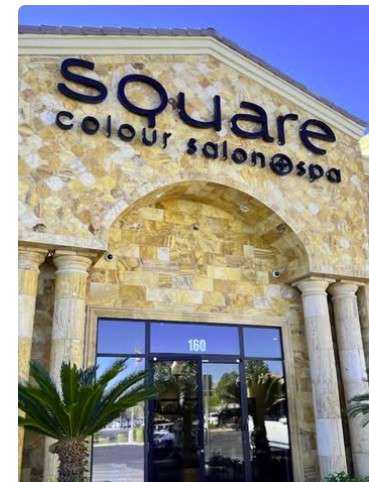 The Square Colour Salon + Spa storefront sign on Fort Apache Road.
